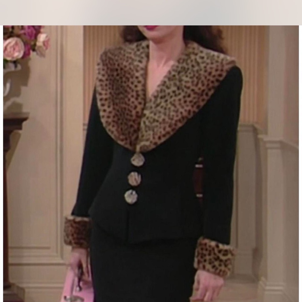 Black Mini Dress with Fur Cheetah Print Accents